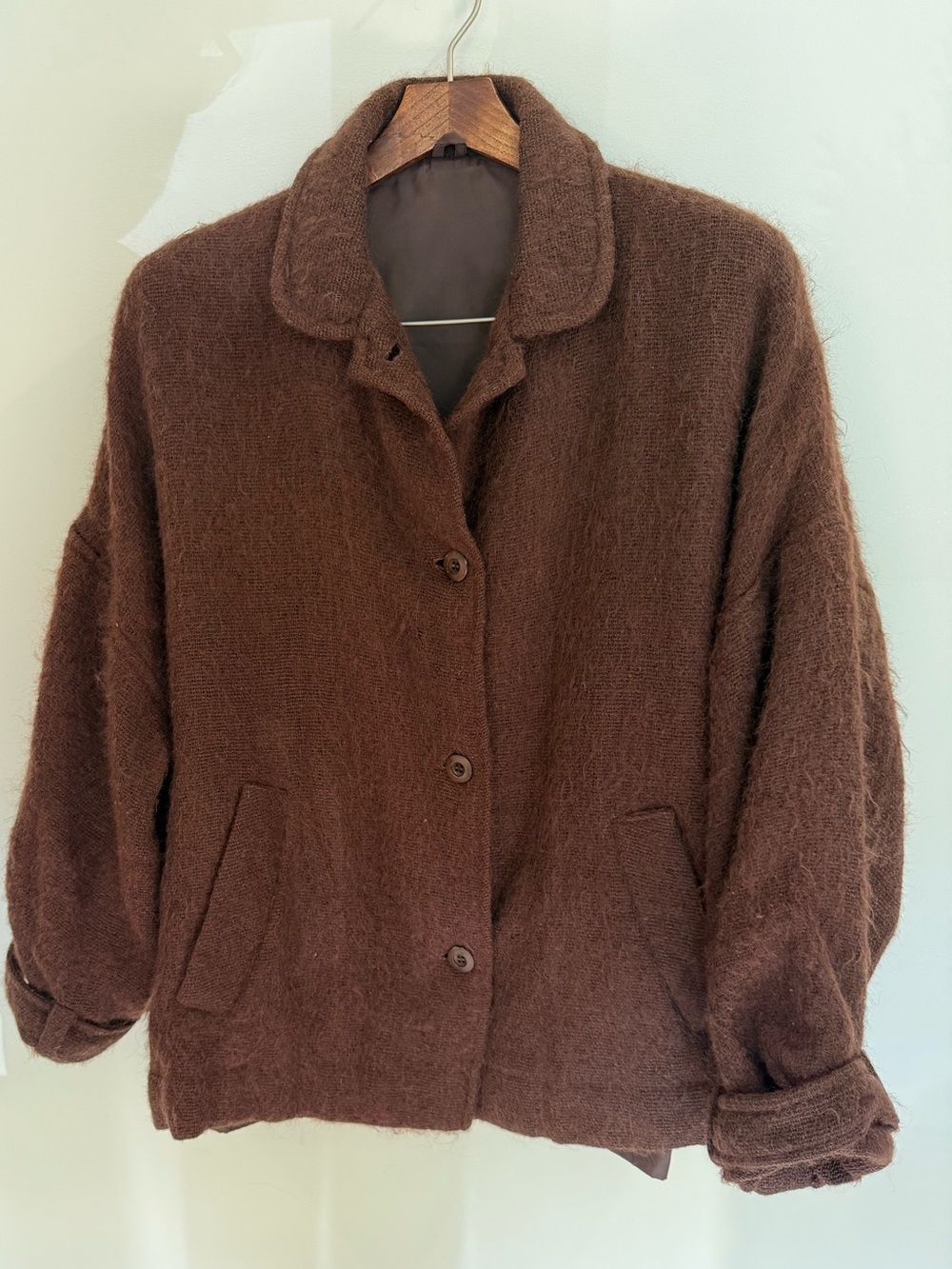 Gorgeous Vintage Brown Mohair & Wool Blend Casual Jacket / Bomber